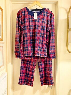 Nautica Red & Blue Plaid Long Sleeve Pajama Set